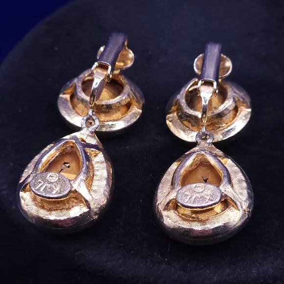 Kenneth Jay Lane Gold and Silver Crystal Earrings - Picture 9 of 14